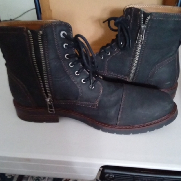 Dockers Black Combat Boots Lace-up Mid-ankle - Picture 1 of 8